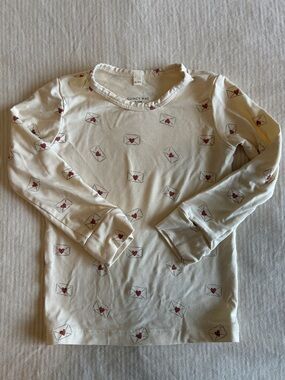 Quincy Mae Cream Long Sleeve Top with Red Heart Envelope Print